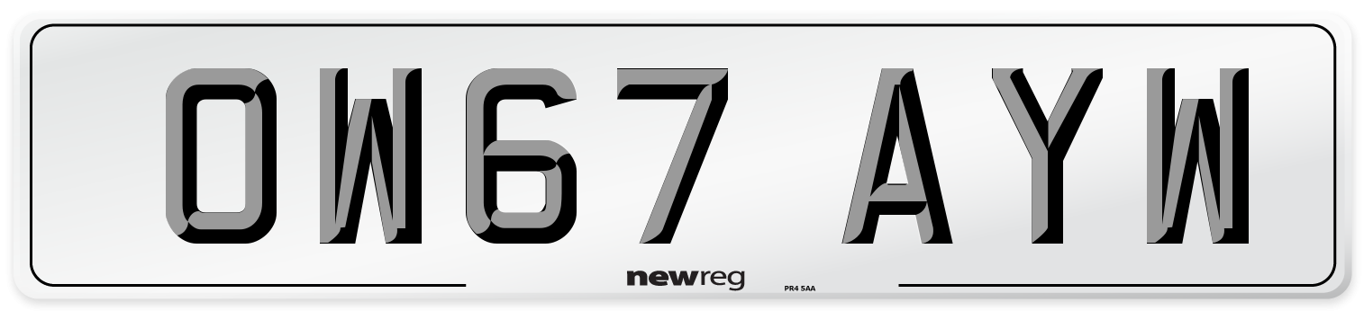 OW67 AYW Number Plate from New Reg